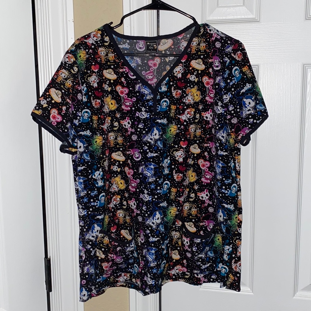 Tokidoki x Koi Black Space Print Scrub Too